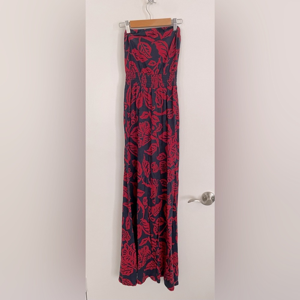 Lucky brand strapless sun dress navy and red XS